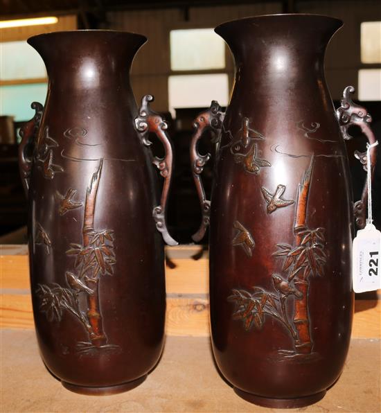 Pair of Japanese bronze vases